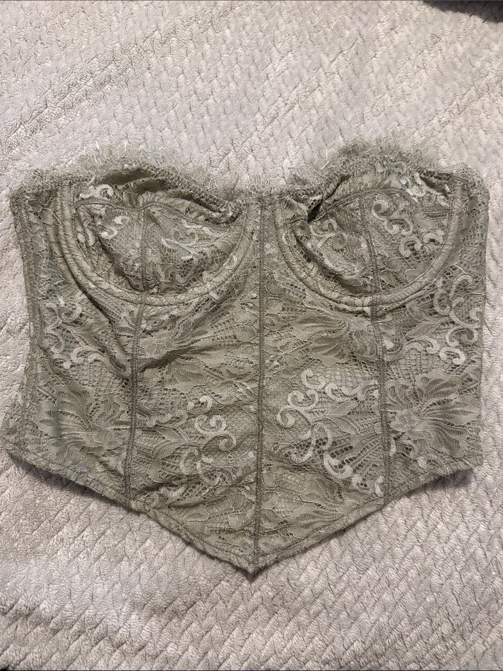 Free People Sage Green Lace Strapless Bustier